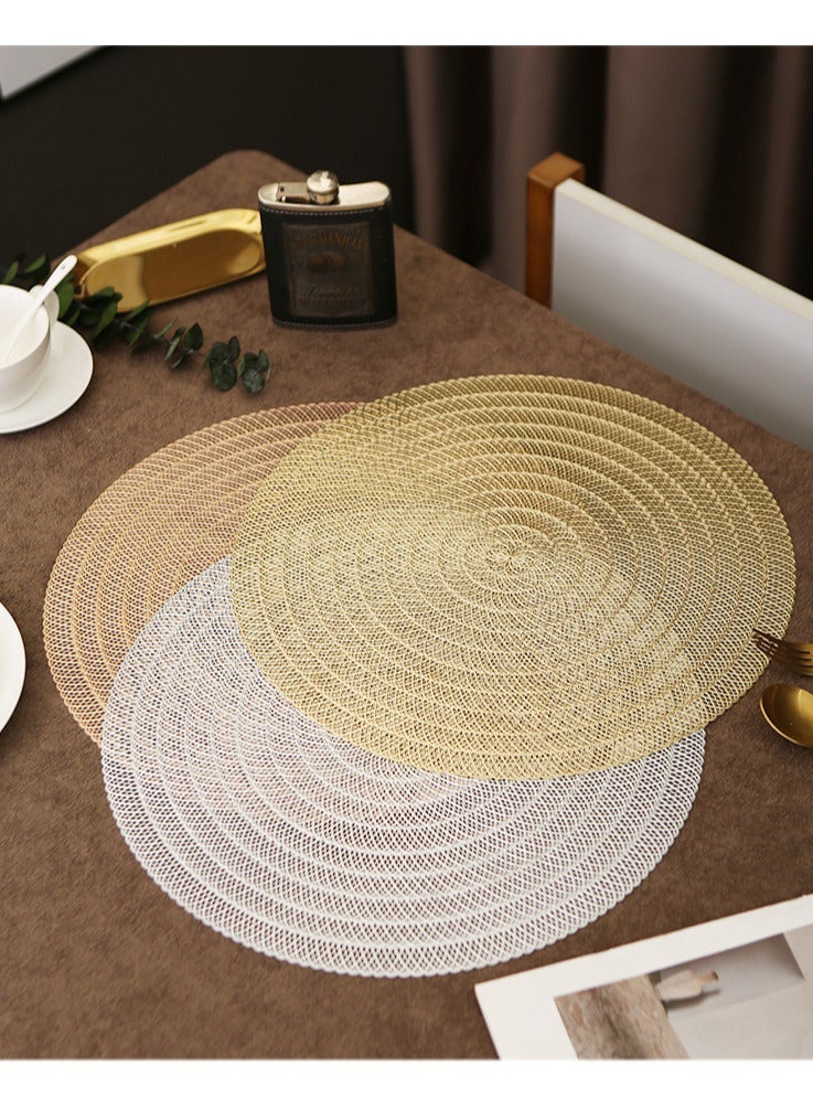 DB Innov. Silver Metallic Round Placemats, 4 Pcs Vinyl Cutout Placemats, Non-Slip Stain Heat Resistant Place Mats for Dining Table, 15x15 Inch - Image 5