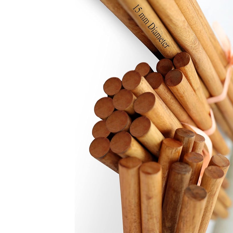 bloomax Natural Hardwood Wooden Dowel Rod, Stick for Art Craft DIY Macreme (Polished L-12 inch, Dia-14mm (5 Pcs)) - Image 1