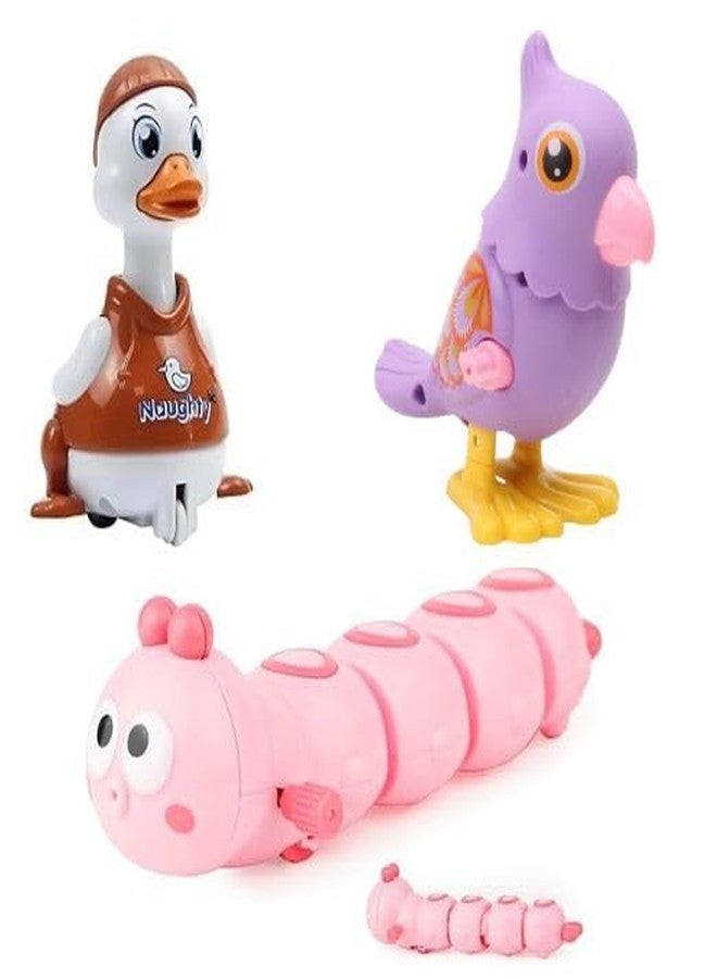 acrown Cute Animal Toys for Kids Sensory Worm Animal Wind up Colorful Toy Insect Figurines for Boys and Girls Multicolor (All 3 pics) - Image 1