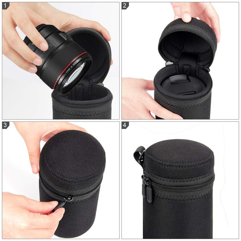 ARVOK Lens Pouch Set, Water Resistant Protective Lens Cases for DSLR Camera Lens, 4 Size Thick Camera Lens Bag for Nikon, Tamron, Sigma, Pentax, Sony, Olympus, Panasonic - Image 5