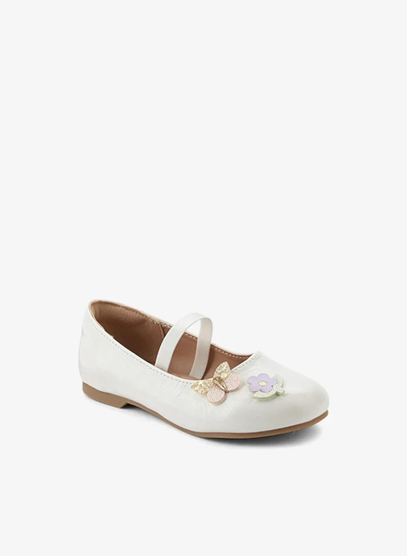 JUNIORS Girls Floral Accent Ballerina Shoes