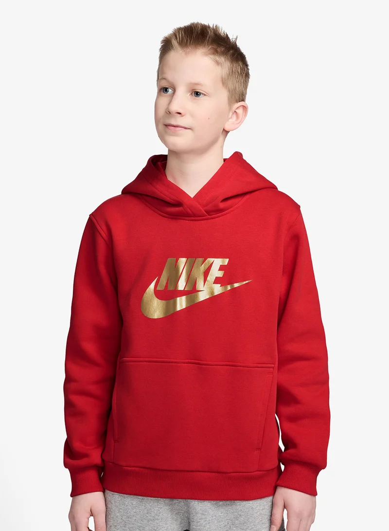 Nike Kids Nsw Club Fleece Hoodie Gold Satin