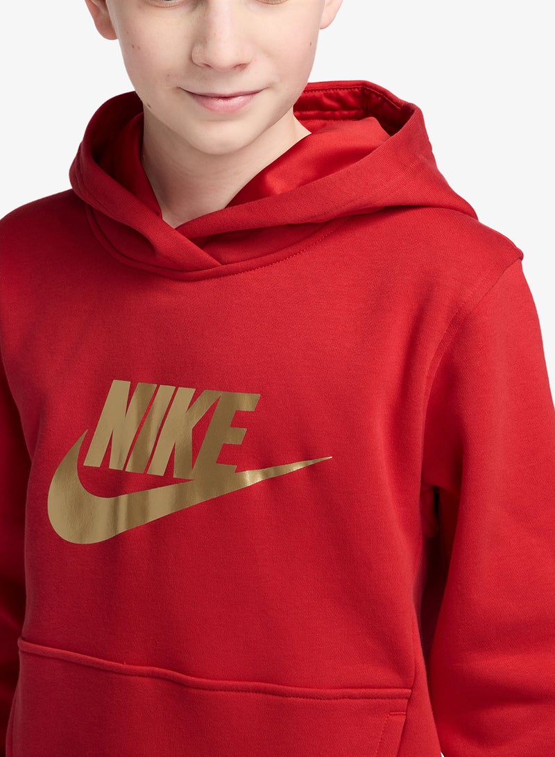 Nike Kids Nsw Club Fleece Hoodie Gold Satin - Image 3