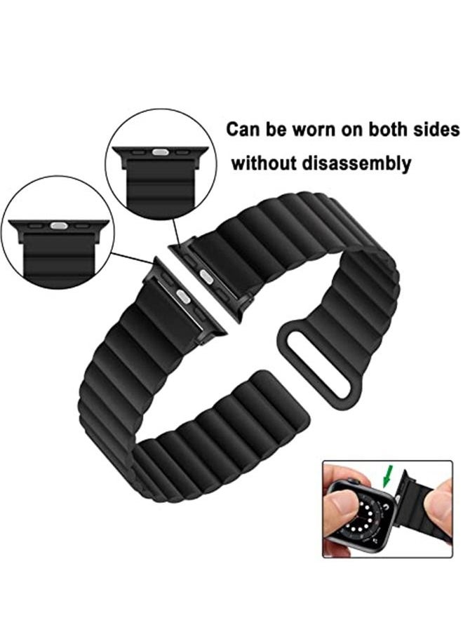 Ocean Magnetic Strap 41mm 40mm 38mm Soft Silicone Loop Strap for iWatch Series Ultra/8/7/SE/6/5/4/3/2/1, Black  - Image 2