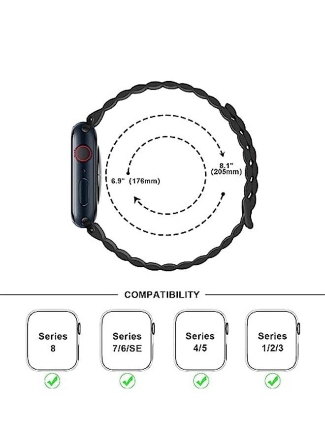 Ocean Magnetic Strap 41mm 40mm 38mm Soft Silicone Loop Strap for iWatch Series Ultra/8/7/SE/6/5/4/3/2/1, Black  - Image 5