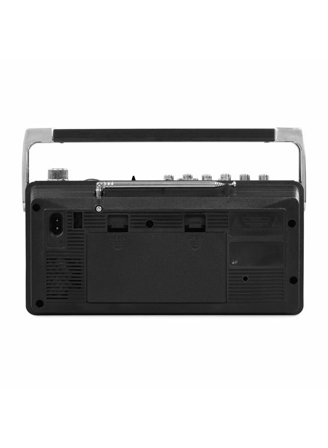 VICTROLA Mini Bluetooth Boombox with Cassette Player, Recorder and Am/FM Radio, Grey - Image 4