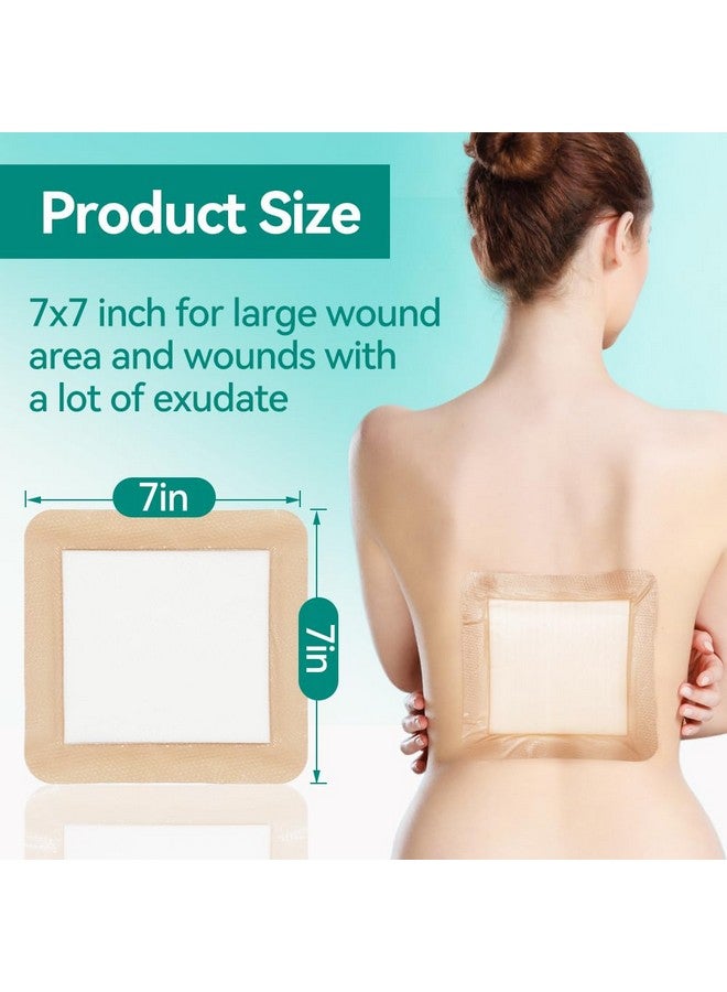 Dimora Dimora Large Bandage Ultra Soft Wound Dressing - Bordered Silicone Adhesive Foam Dressing 7"x7" (5"x5"pad) for Bed Sores,Burn Treatment,Large Surgical Wound,Diabetic Ulcers,5 Pack - Image 3