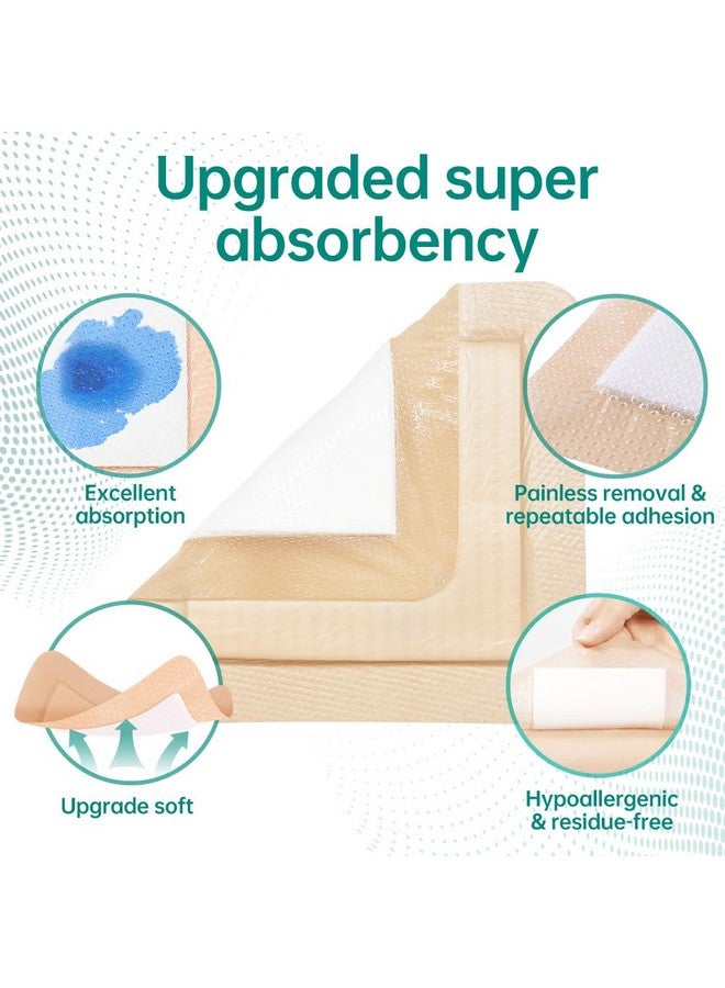 Dimora Dimora Large Bandage Ultra Soft Wound Dressing - Bordered Silicone Adhesive Foam Dressing 7"x7" (5"x5"pad) for Bed Sores,Burn Treatment,Large Surgical Wound,Diabetic Ulcers,5 Pack - Image 5