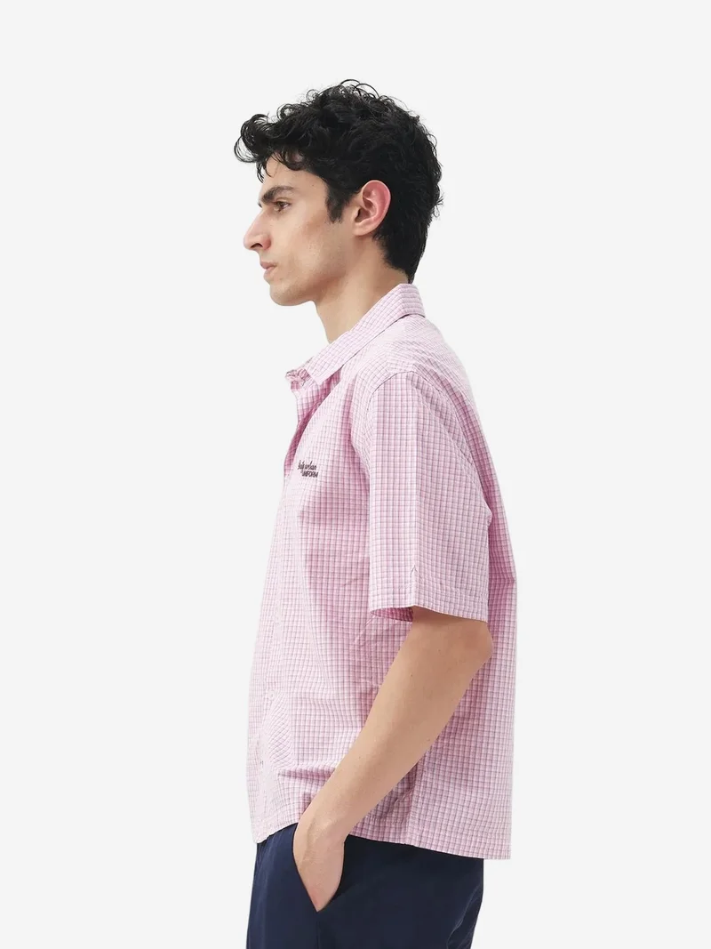 Giesto Blush Pink GIESTO Men's Gingham Cotton Poplin Short Sleeve Shirt for Men | Best Price UAE