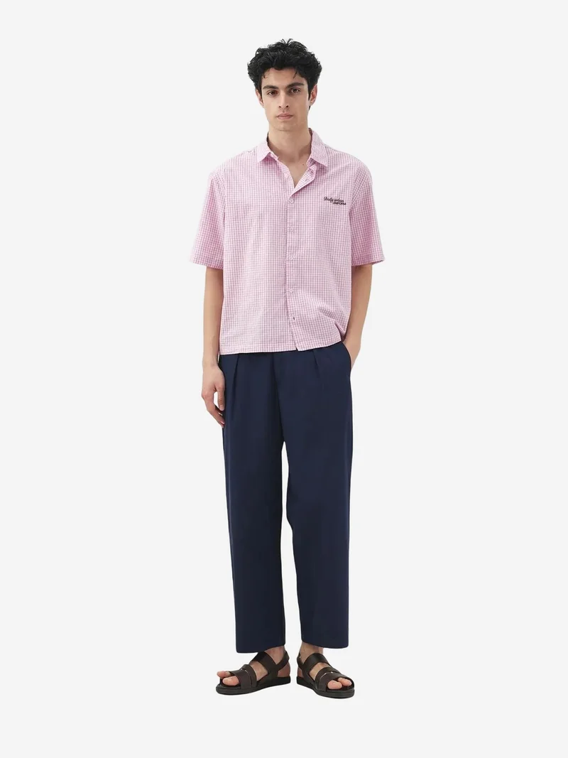 جيستو GIESTO Men's Gingham Cotton Poplin Short Sleeve Shirt