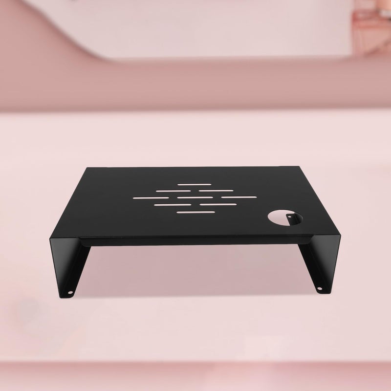 Black Iron Monitor Stand Riser with Storage Organizer for Desktop Computer and Laptop - Image 5