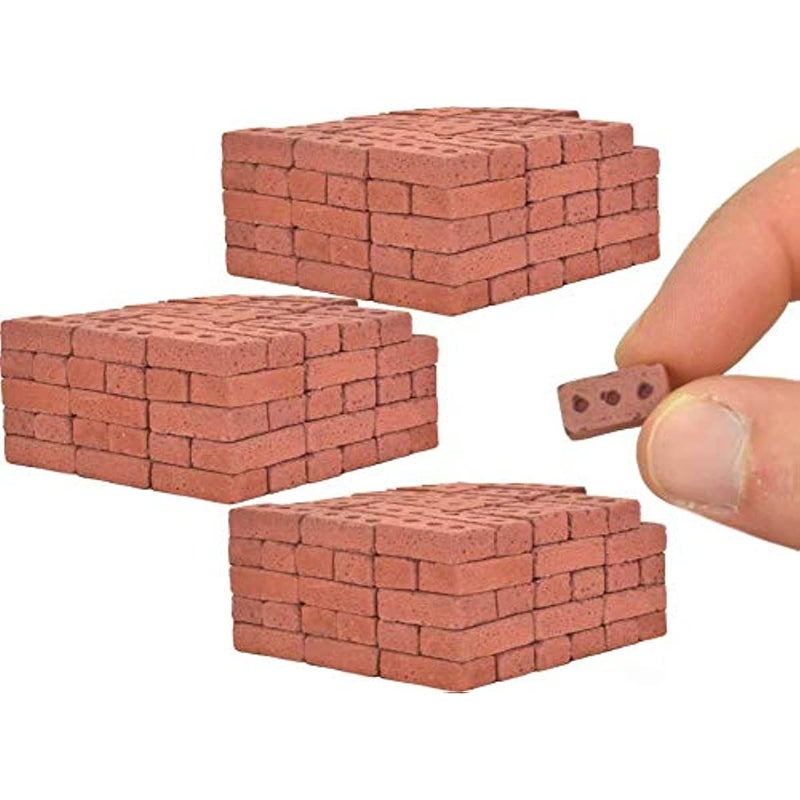 200 قطعة من مجموعة الطوب الأحمر الصغير لعبة البناء DIY لتزيين حديقة الجنية - Image 1