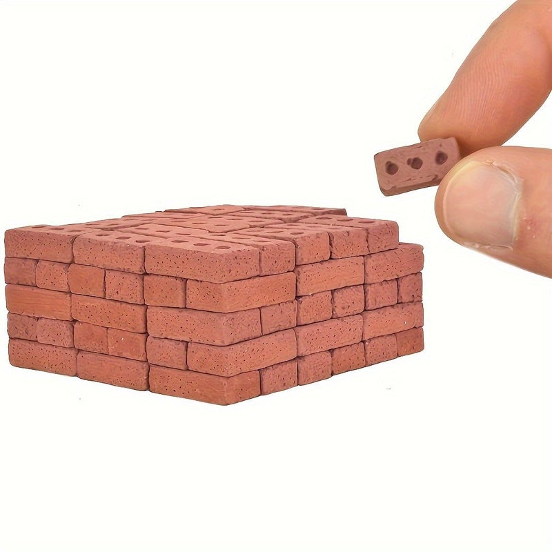 200 قطعة من مجموعة الطوب الأحمر الصغير لعبة البناء DIY لتزيين حديقة الجنية - Image 4