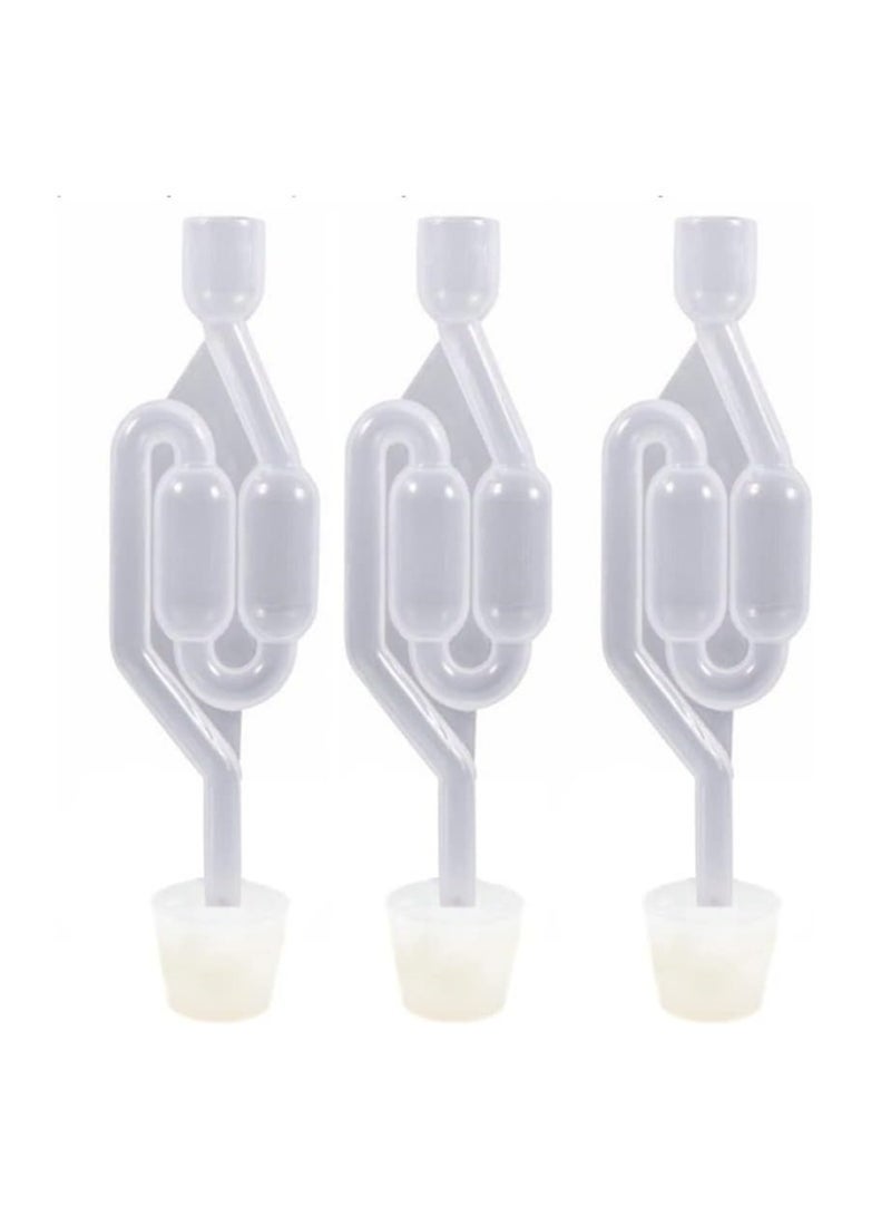 Bukela 3 Pack S-Shape Airlock for Fermentation with 3 Stoppers Bubble Sealing Valve Airlock for Home DIY Fermentation - Image 1
