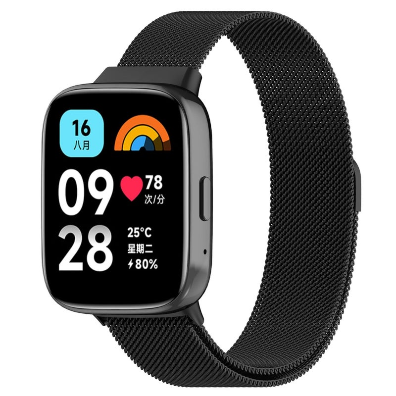 SKEIDO Stainless Steel Mesh Strap Compatible with Redmi Watch 3 Lite/3 Active, Adjustable Loop Replacement Band Men Women - Image 1