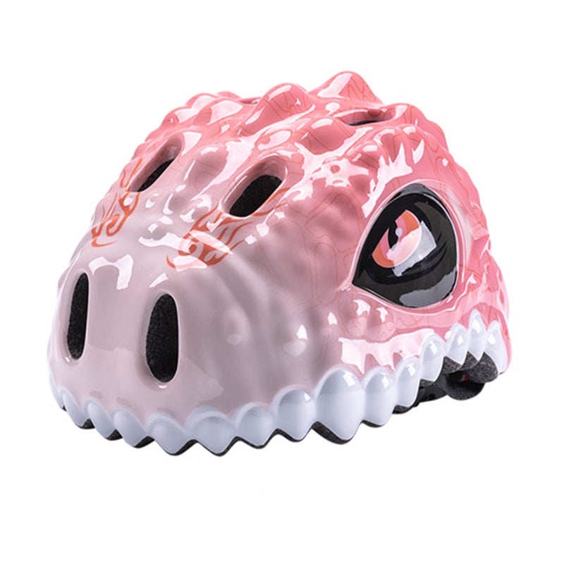 Adjustable Kids Helmet: 51-54cm Circumference With 8 Vents - 3D Dinosaur Design Pink Cool Breathable Lining Kids Skateboard Helmet for Toddler Boys Girls - Image 1