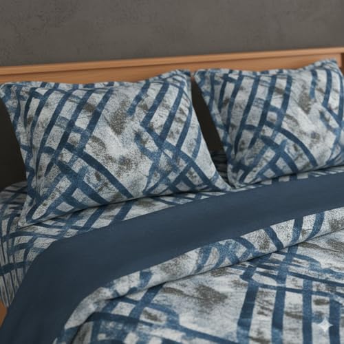 MORADO® Premium Flannel Flat Bedsheet for Double Bed | Ultra Soft, Warm & Cozy Winter Bedsheet | Wrinkle-Free, Breathable, Durable Fabric | 190 GSM | Size 90x100 Inches (Blue Grey Cross) - Image 5