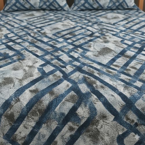 MORADO® Premium Flannel Flat Bedsheet for Double Bed | Ultra Soft, Warm & Cozy Winter Bedsheet | Wrinkle-Free, Breathable, Durable Fabric | 190 GSM | Size 90x100 Inches (Blue Grey Cross) - Image 3