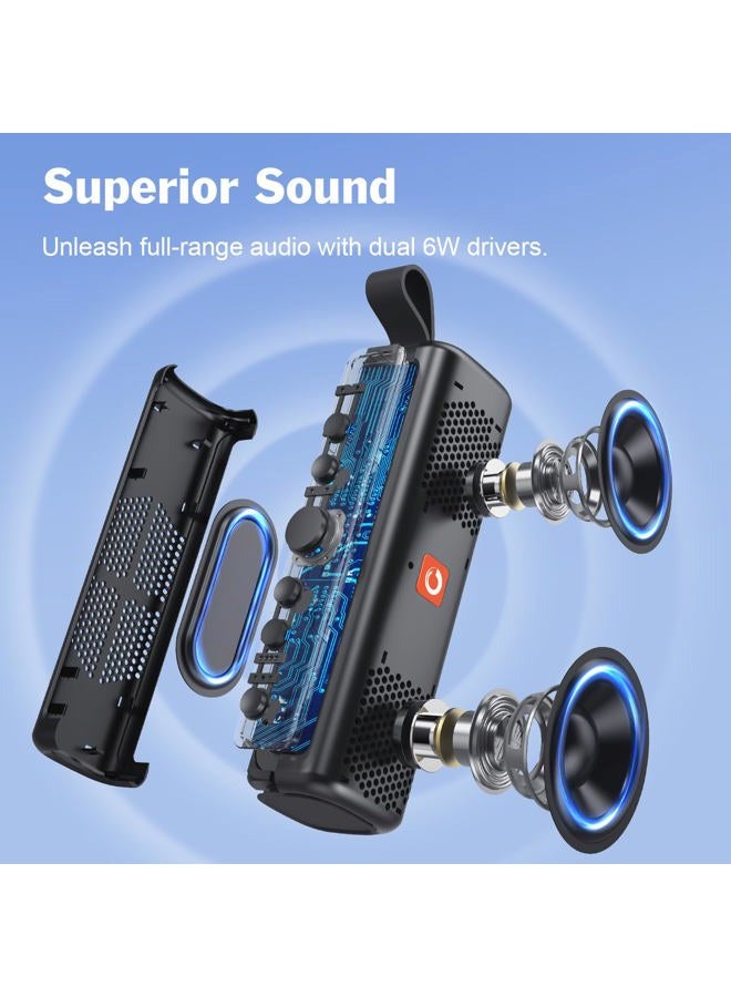 Doss E-Go II Bluetooth Speaker with 12W Superior Sound, Loud Bass, IPX6 Waterproof, Built-in Mic, 12H Playtime, for Pool, Beach, Outdoor, and Travel - Image 2