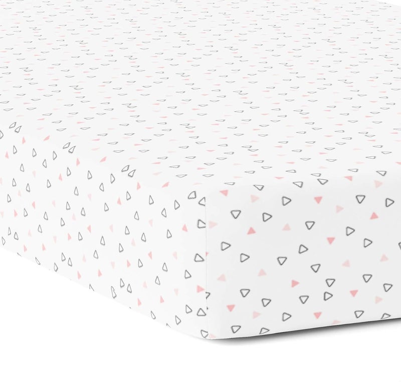 The White Cradle Cotton Baby Crib Fitted Bed Sheets for Cot Organic Twill Fabric Baby Bedding for New Born Infants Toddlers 52x28 Pack of 1 The White Cradle Pink Triangles