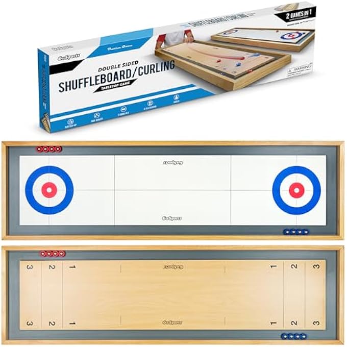 GoSports Shuffleboard and Curling 2 in 1 Board Games - Classic Tabletop or Giant Size - Choose Your Style - Image 2