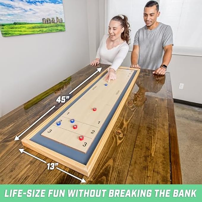 GoSports Shuffleboard and Curling 2 in 1 Board Games - Classic Tabletop or Giant Size - Choose Your Style - Image 3