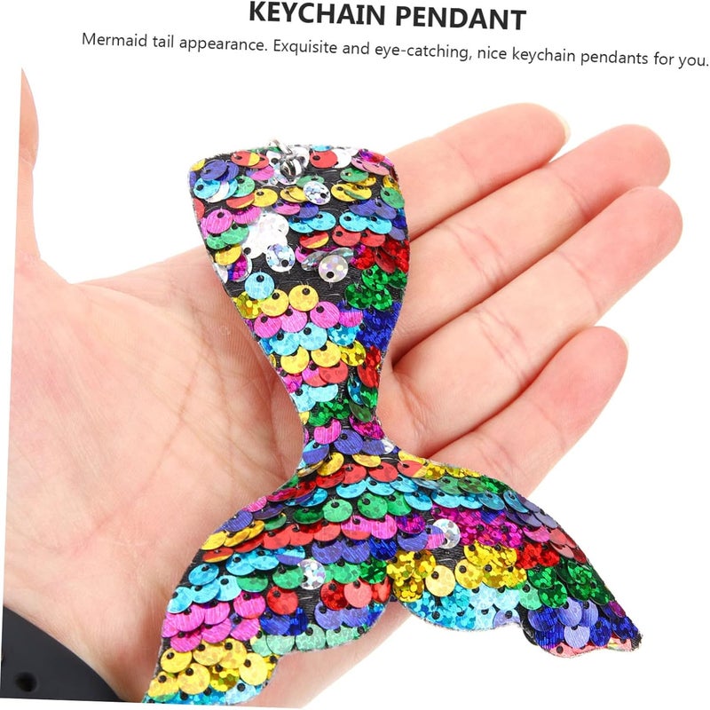 Cabilock 6pcs Mermaid Tail Keychain Sequins Creative Keychain for Backpacks Girls Party Favor Charms - Image 3