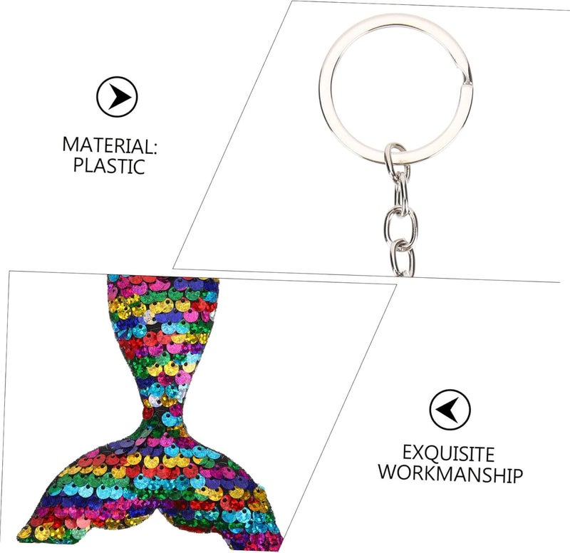 Cabilock 6pcs Mermaid Tail Keychain Sequins Creative Keychain for Backpacks Girls Party Favor Charms - Image 4