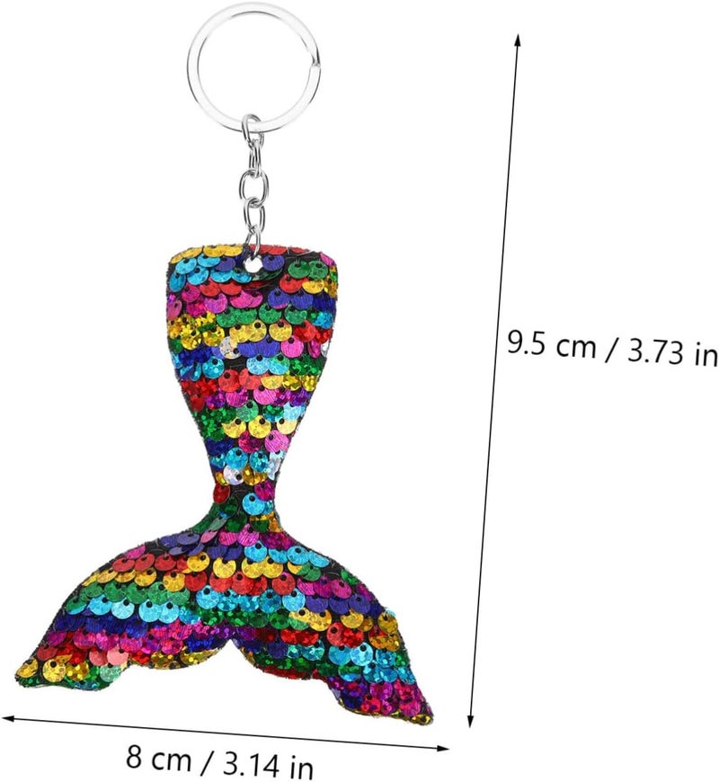 Cabilock 6pcs Mermaid Tail Keychain Sequins Creative Keychain for Backpacks Girls Party Favor Charms - Image 2