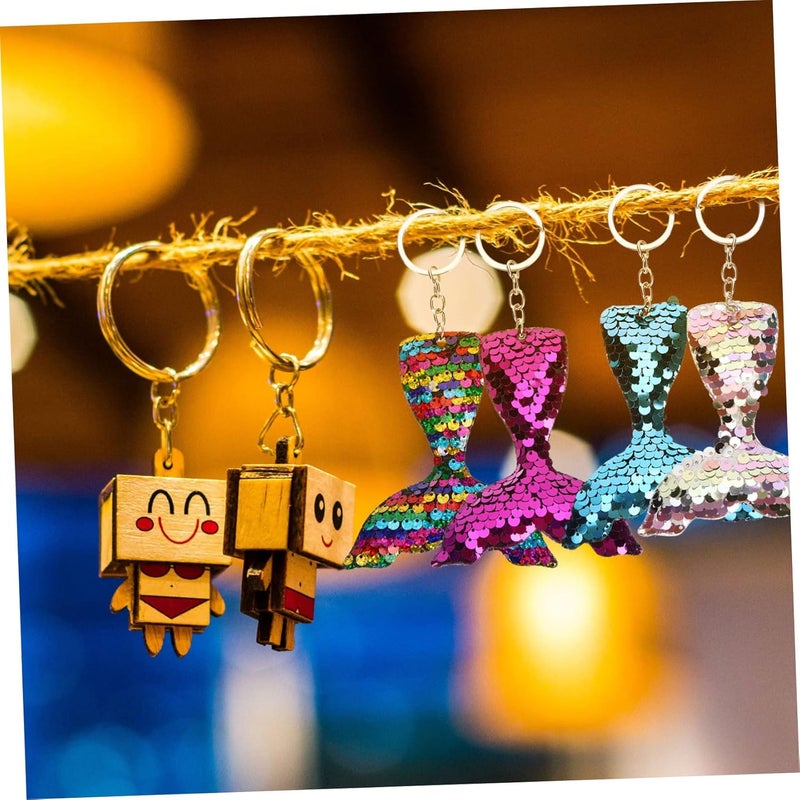 Cabilock 6pcs Mermaid Tail Keychain Sequins Creative Keychain for Backpacks Girls Party Favor Charms - Image 5