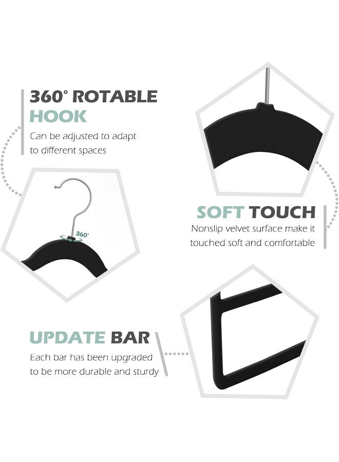 Red Dot Gift 4-Pack H43x45.5cm Black Velvet Pants Hanger Space Saving Non-Slip Pants Rack Hanger, Skirt Hangers 4 Layers 360° Swivel Hook Velvet Clothes Hanger for Jeans, Scarf and Tie - Image 3