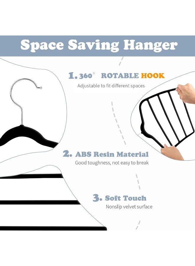 Red Dot Gift 4-Pack H43x45.5cm Black Velvet Pants Hanger Space Saving Non-Slip Pants Rack Hanger, Skirt Hangers 4 Layers 360° Swivel Hook Velvet Clothes Hanger for Jeans, Scarf and Tie - Image 4