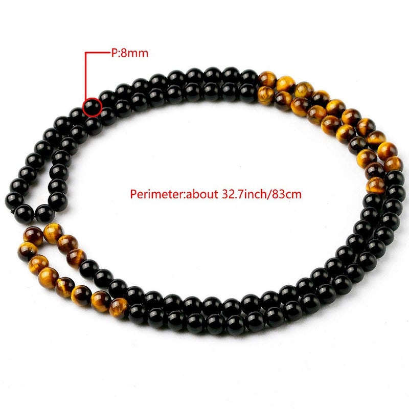 vivia Black Onyx Men's Tiger Eye Stone Bead Necklace Fashion Natural Stone Jewelry Handmade Gift - Image 5