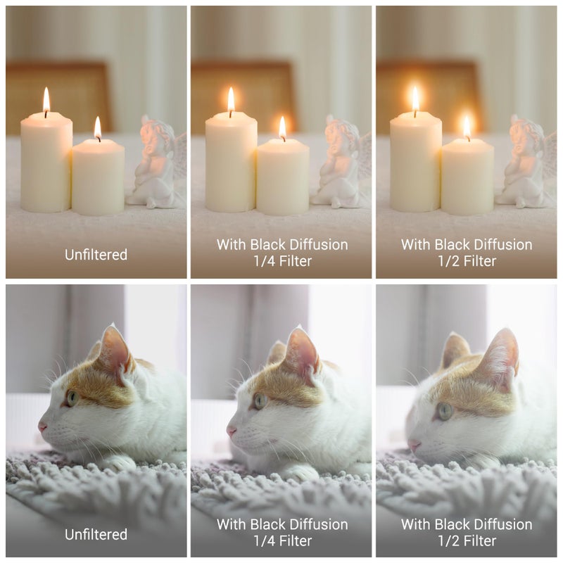 JJC 58mm Black Diffusion 1/2 Filter, Mist Cinematic Dreamy Effect Filter with 28 Layer Coatings for Camera Vlog/Video Recoring/Portrait Photography, Anti-Scratch, Water-Resistant - Image 2