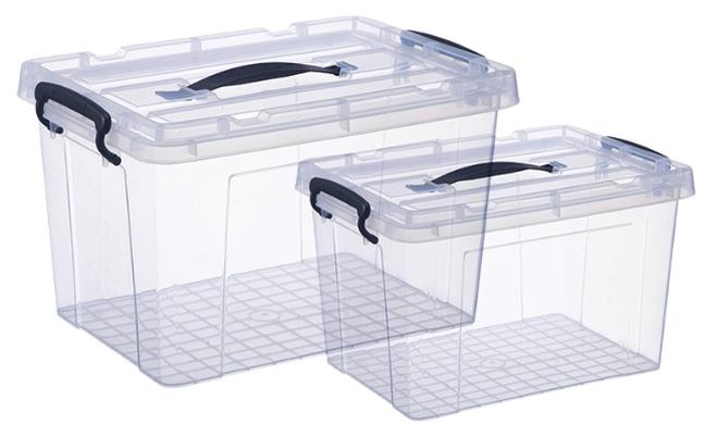 Marcolo Storage Box with Lid 12L | Clear Stackable Plastic Organizer with Secure Locks and Handle