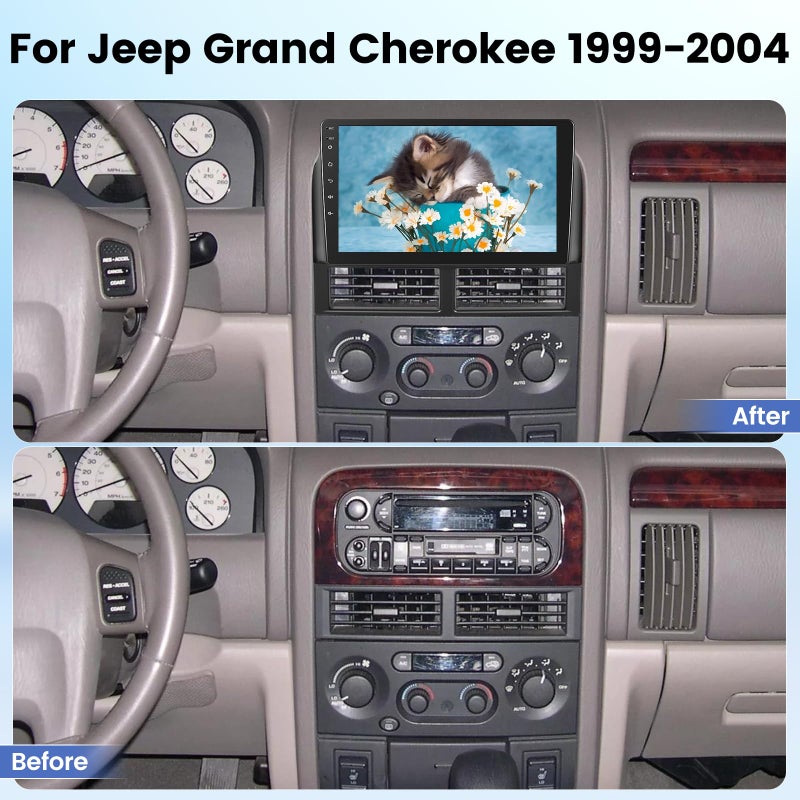 EKAT [2G+64G] for Jeep Grand Cherokee Radio 1999-2004, 9 inch Touch Screen Android Car Stereo, Carplay/Android Auto/Hi-Fi Audio/1080P/SWC/Bluetooth - Image 2