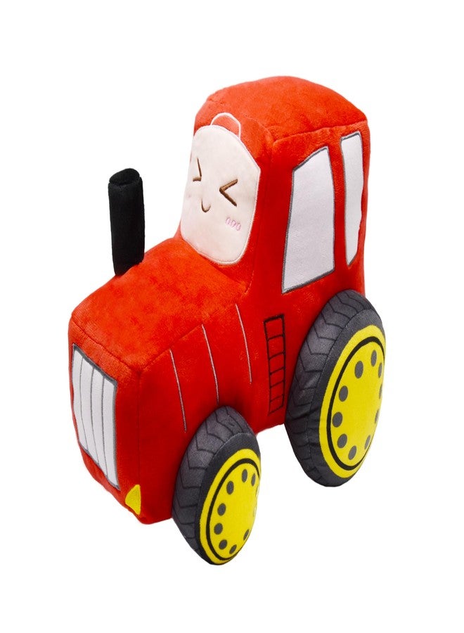 YONLIT Soft Plush Tractor Stuffed Truck Toy Super Cute Car Plushie Throw Pillow Excellent Gifts for Kids or Birthday Party 12 Inches (Red) - Image 1
