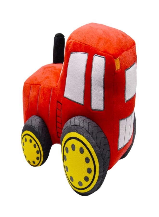 YONLIT Soft Plush Tractor Stuffed Truck Toy Super Cute Car Plushie Throw Pillow Excellent Gifts for Kids or Birthday Party 12 Inches (Red) - Image 3