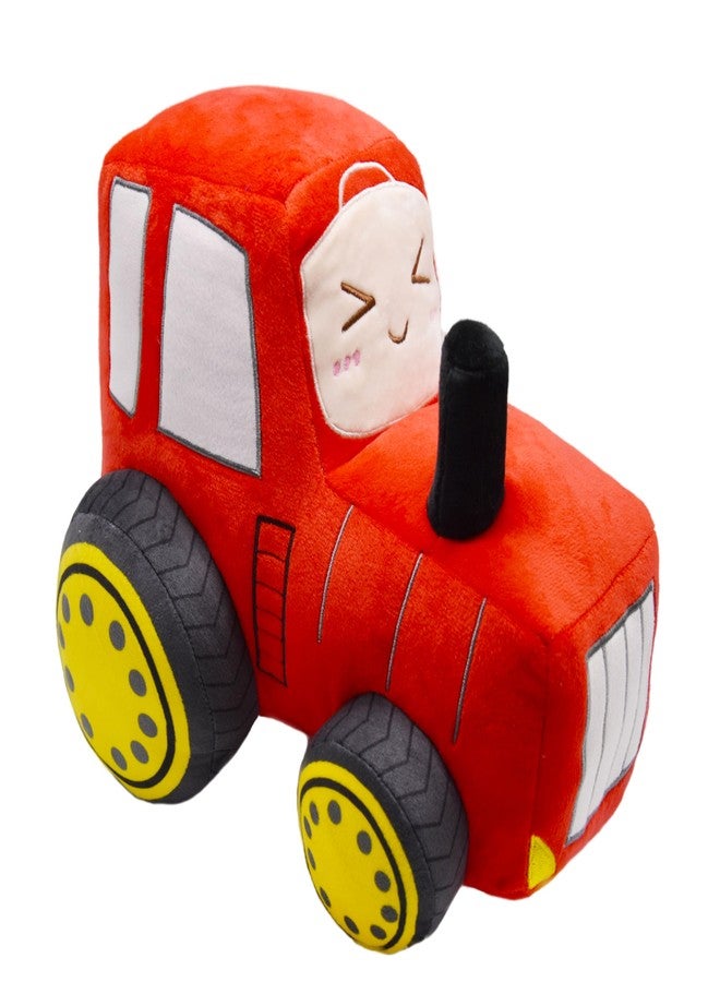 YONLIT Soft Plush Tractor Stuffed Truck Toy Super Cute Car Plushie Throw Pillow Excellent Gifts for Kids or Birthday Party 12 Inches (Red) - Image 2