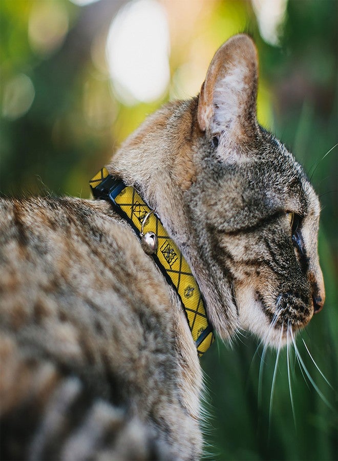 Buckle Down Harry Potter Breakaway Cat Collar with Bell, Plastic Clip, Easy Adjustable, Harry Potter Hufflepuff Crest Plaid Yellows Gray, 8.5 to 12 Inches 0.5 Inch Wide - Image 2