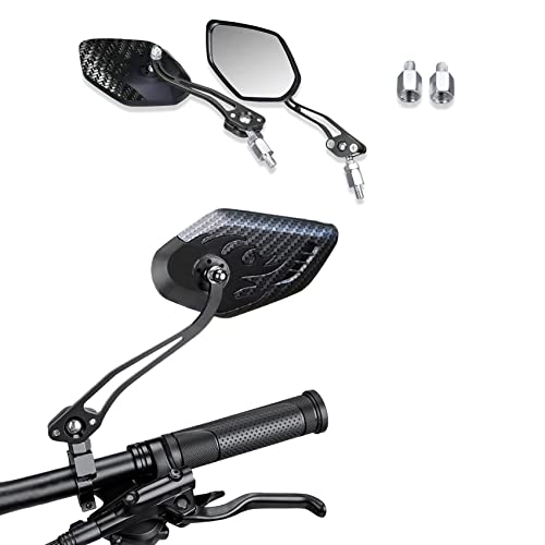 ASUBHA 2PCS Motorcycle Mirrors Motorcycle Mirrors for Handlebar Convex Handlebar Rear View Side Mirror with M8 M10 Bolt Wide Angle Rear View Mirror Car Accessories for Scooter ATV UTV Dirt Bike - Image 1