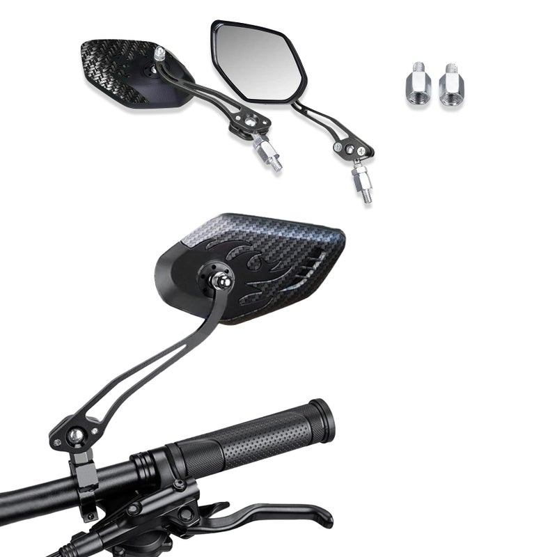 ASUBHA 2PCS Motorcycle Mirrors Motorcycle Mirrors for Handlebar Convex Handlebar Rear View Side Mirror with M8 M10 Bolt Wide Angle Rear View Mirror Car Accessories for Scooter ATV UTV Dirt Bike - Image 3