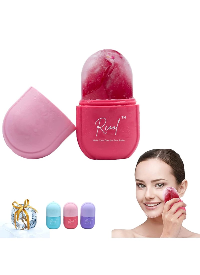 Rcool Ice Face Roller  Gua ShaFace MassagerFacial Beauty Ice Roller Skin Care ToolsSkin Care Productsfor FaceEyesRemove Fine LinesShrink PoresReduce Acne and Lubricate The Skin Pink 