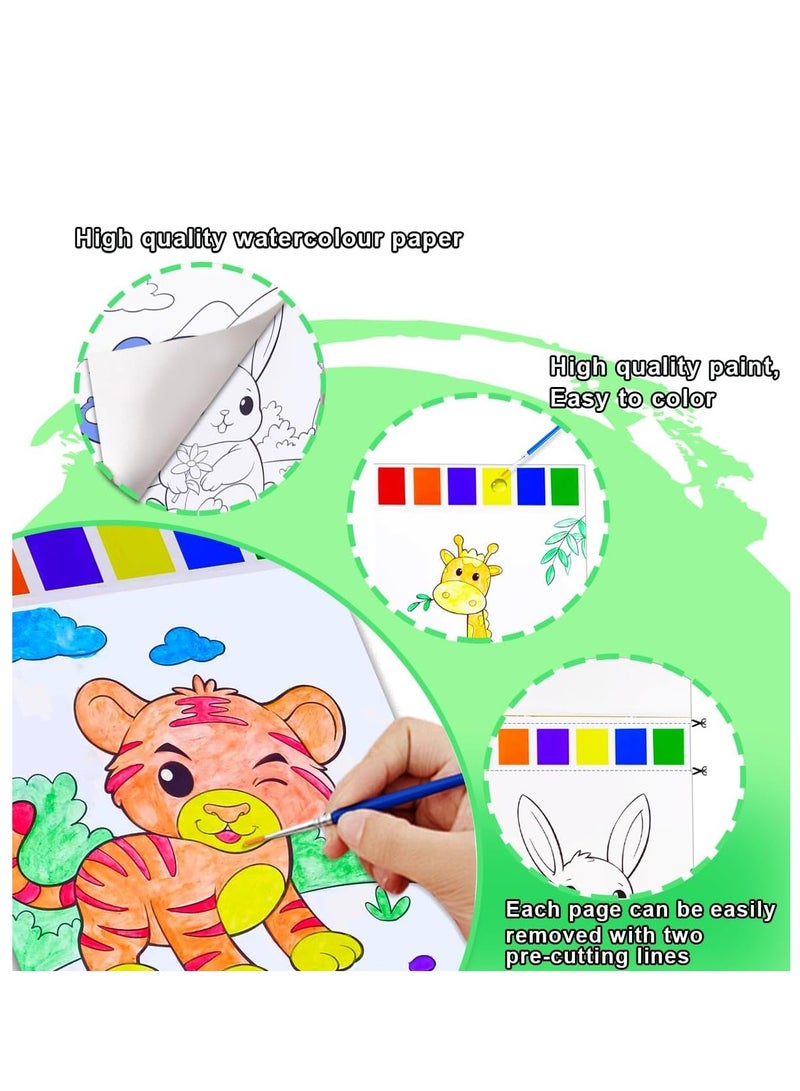 KASTWAVE Water Color Paint Sets for Kids, Paint with Water Coloring Books, Pocket Mess Free Coloring for Toddlers, Magic Paint Set for Kids, Arts  Crafts Kit for Kids, Travel Activity, Animals - Image 2