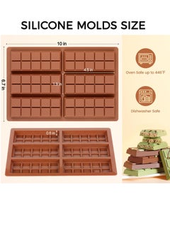 Beauenty Silicone Chocolate Molds, Rectangle Chocolate Bar Sweet Molds, Mini Silicone Molds, Silicone Bakeware Wax Melt Molds, Non-Stick and BPA Free for Hard Candy, Chocolate, Gummy, Caramel, Ganache, Ice Cub  - Image 2