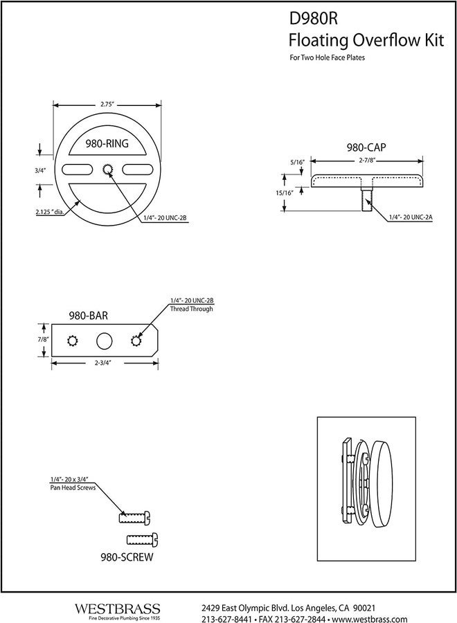 ويست براس لوحة واجهة فيضان عائمة بدون ثقوب من ويست براس، كروم مصقول، D980R-26 - Image 2