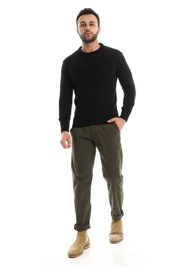 Andora Long Sleeves Plain Black Knitted Pullover  - Image 1