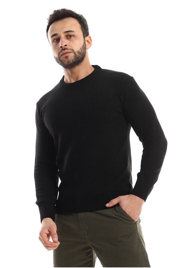 Andora Long Sleeves Plain Black Knitted Pullover  - Image 2