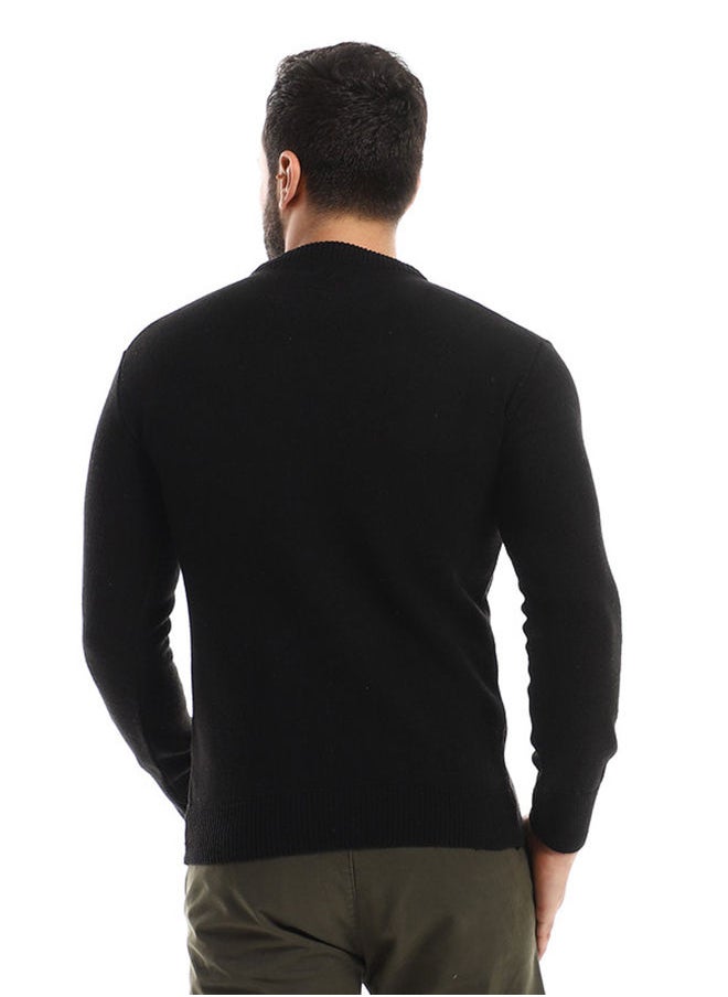Andora Long Sleeves Plain Black Knitted Pullover  - Image 4