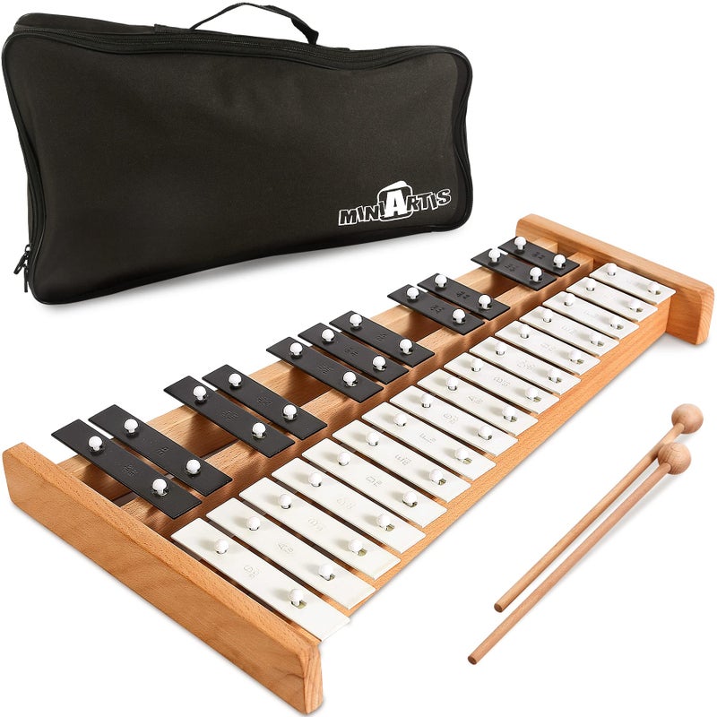 MINIARTIS Glockenspiel Xylophone | Full Size Glockenspiel Xylophone 27 Note Metal Keys for Adults & Kids | Percussion Instrument Includes 2 Wooden Beaters and Carry Case - Image 1